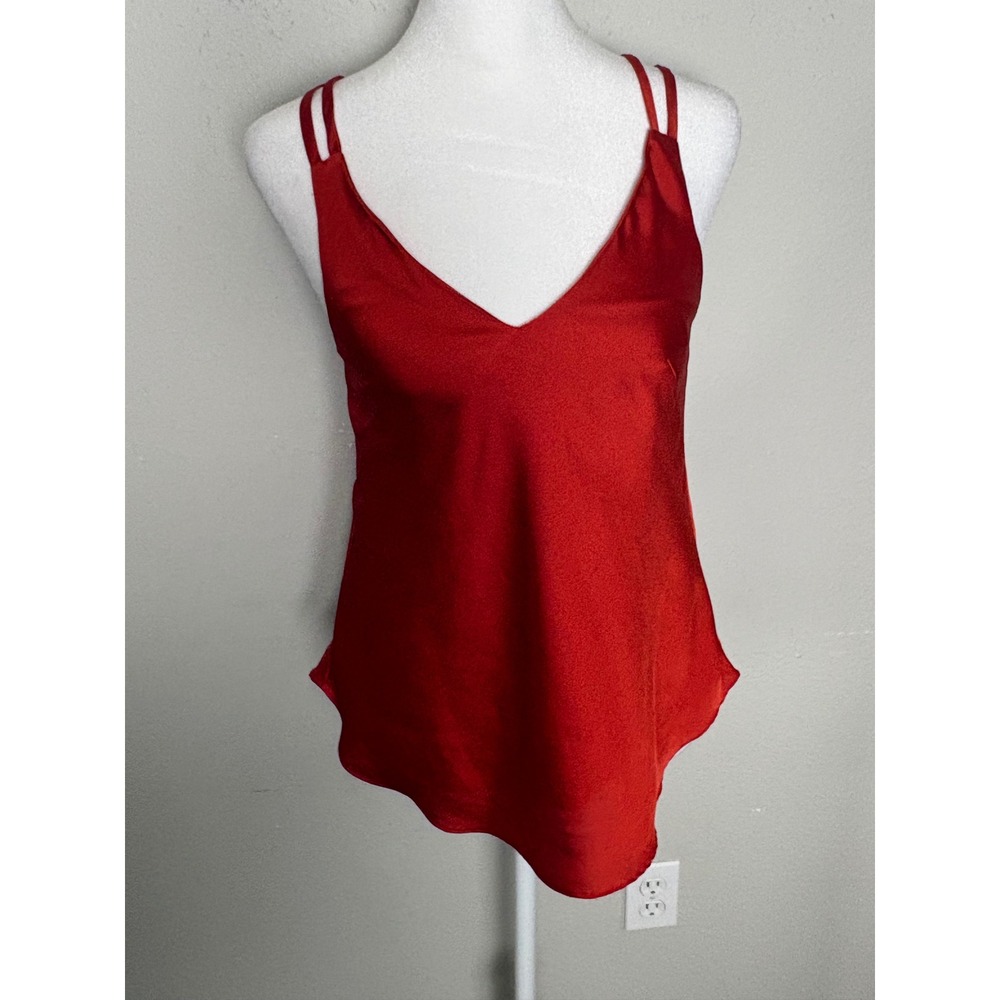 Rachel Rachel Roy Red Satin Strappy V-Neck Layered Cami Top XS
